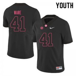 NCAA Youth Alabama Crimson Tide #41 Carson Ware Stitched College 2019 Nike Authentic Black Football Jersey NF17N37AQ